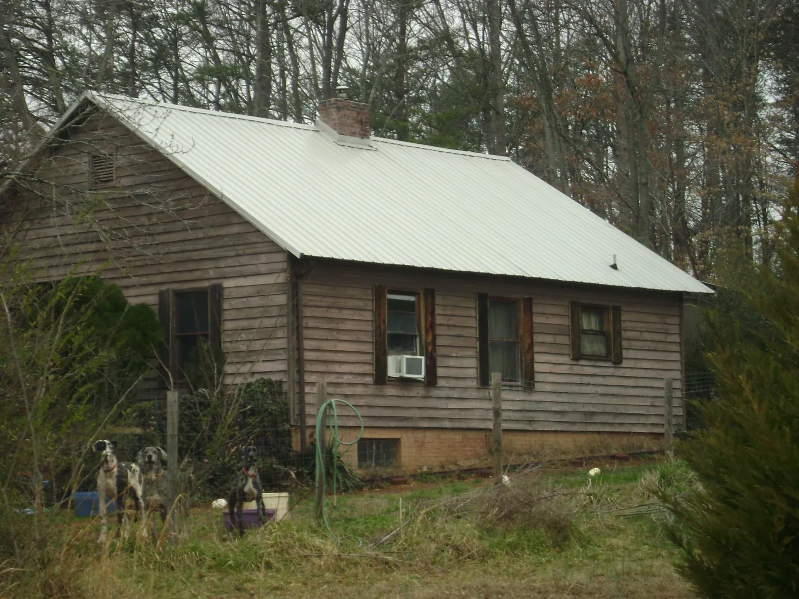 White metal roof on an old wood sided farmhouse, from a Asphalt Shingle Roof Repair job in Rushsylvania